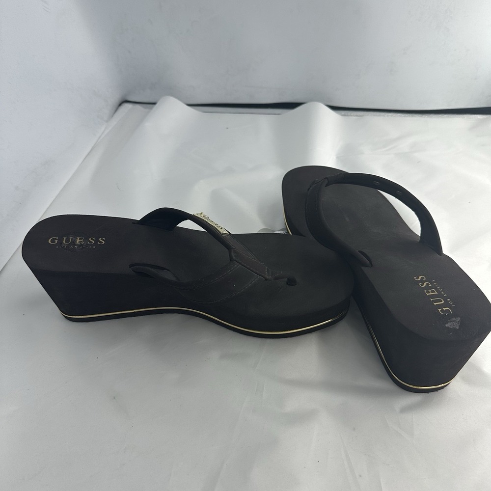 GUESS Brown Platform Sandals Women's Size 11M 3" Wedge Heel